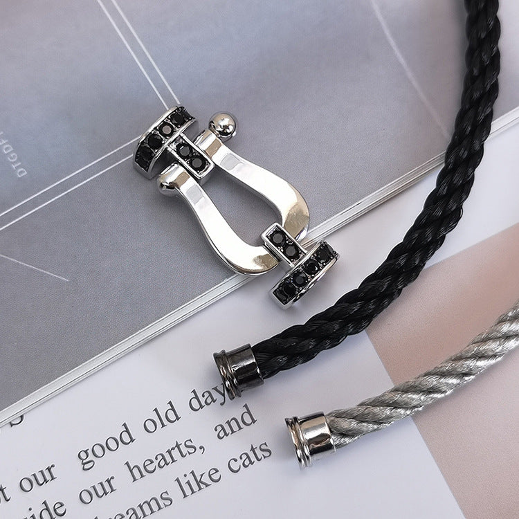 ??Loco?¡¥FORCE LARGE HORSESHOE BLACK DIAMOND BRACELET SILVER