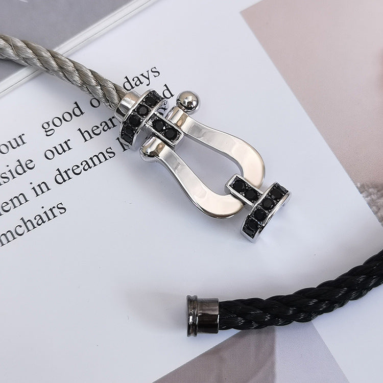 ??Loco?¡¥FORCE LARGE HORSESHOE BLACK DIAMOND BRACELET SILVER