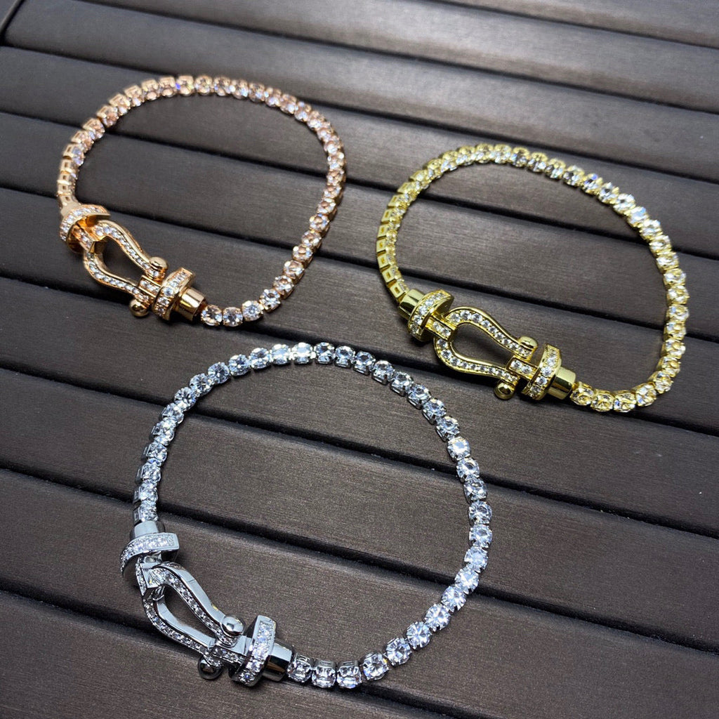 ??Loco?¡¥FORCE  LARGE HORSESHOE FULL DIAMOND TENNIS BRACELET