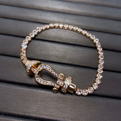 [moco jewelrys] Großes Horseshoe Tennisarmband mit Diamanten 