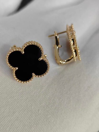 [Moco ]CLOVER 20MM BLACK MOP EARRINGS