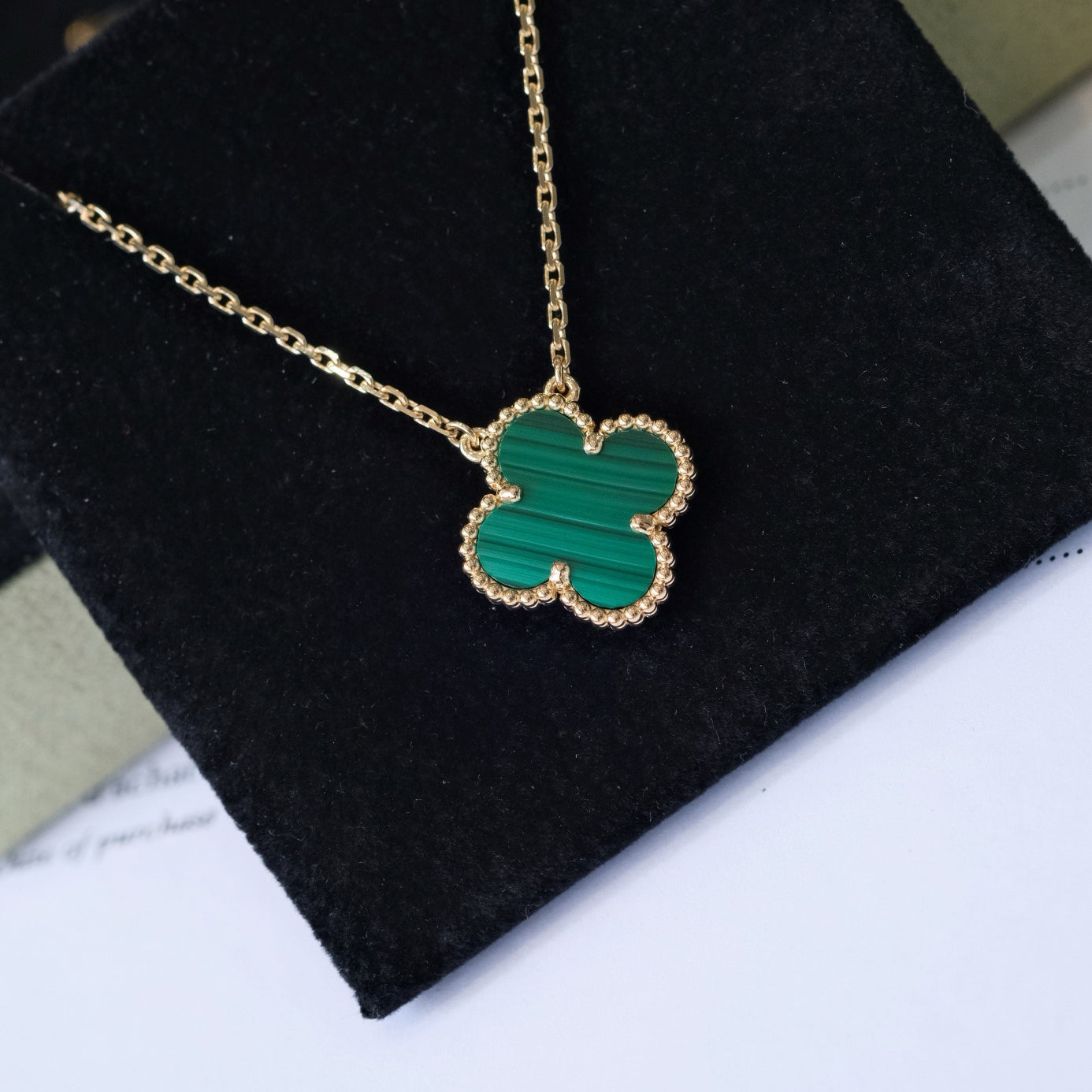 ??Loco?¡¥CLOVER 15MM MALACHITE SINGLE FLOWER  NECKLACE