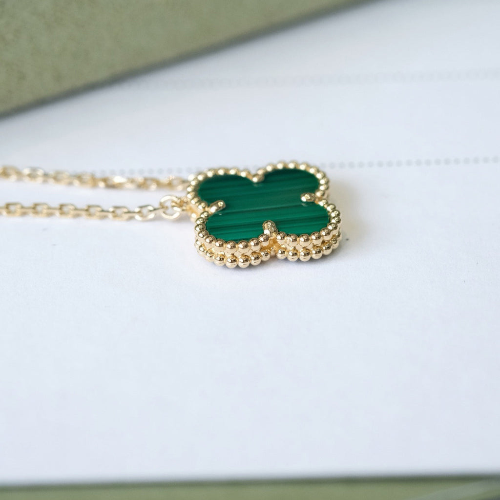 ??Loco?¡¥CLOVER 15MM MALACHITE SINGLE FLOWER  NECKLACE
