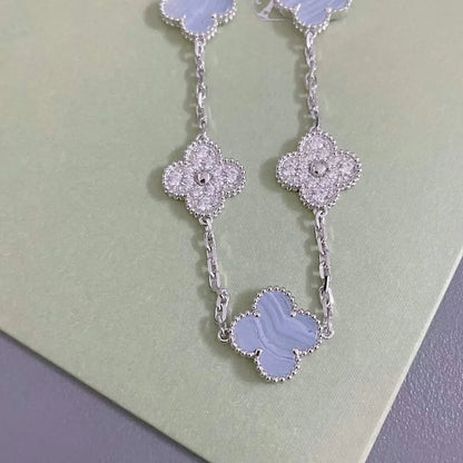 [Moco jewelrys] CLOVER 5 MOTIF PURPLE CHALCEDONY BRACELET COLLECTION