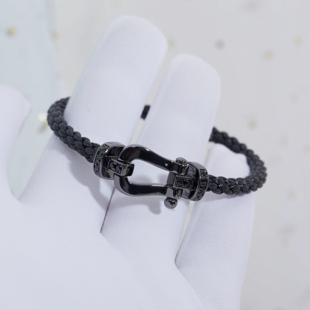 ??Loco?¡¥FORCE LARGE SERIES HORSESHOE BLACK SAMURAI BRACELET