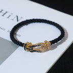 ??Loco?¡¥FORCE LARGE HORSESHOE BLACK WHITE DIAMOND BRACELET SILVER