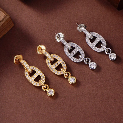 [moco jewelrys]HM CHAINE DIAMOND EARRINGS