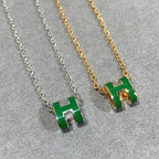 ??Loco?¡¥POP H GREEN NECKLACE SILVER AND GOLD