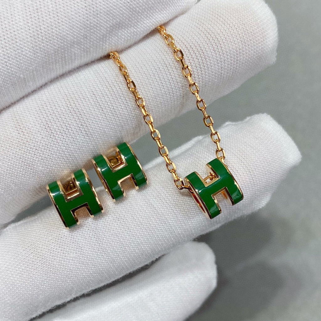 ??Loco?¡¥POP H GREEN NECKLACE SILVER AND GOLD