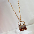 ??Loco?¡¥CONSTANCE RED PEDANT PINK GOLD NECKLACE