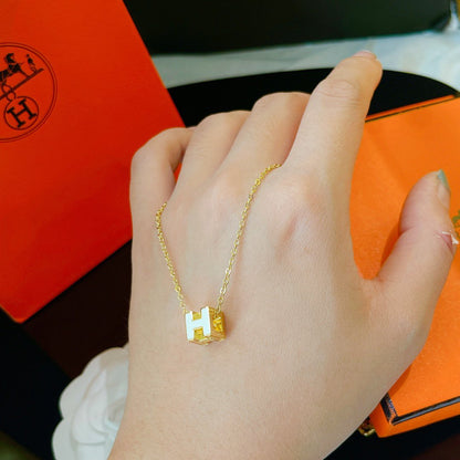 [moco jewelrys]H WEISSE QUADRATISCHE GOLDKETTE