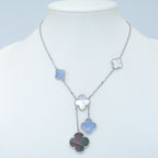 ??Loco?¡¥CLOVER MOP CHALCEDONY NECKLACE SILVER 6 MOTIF