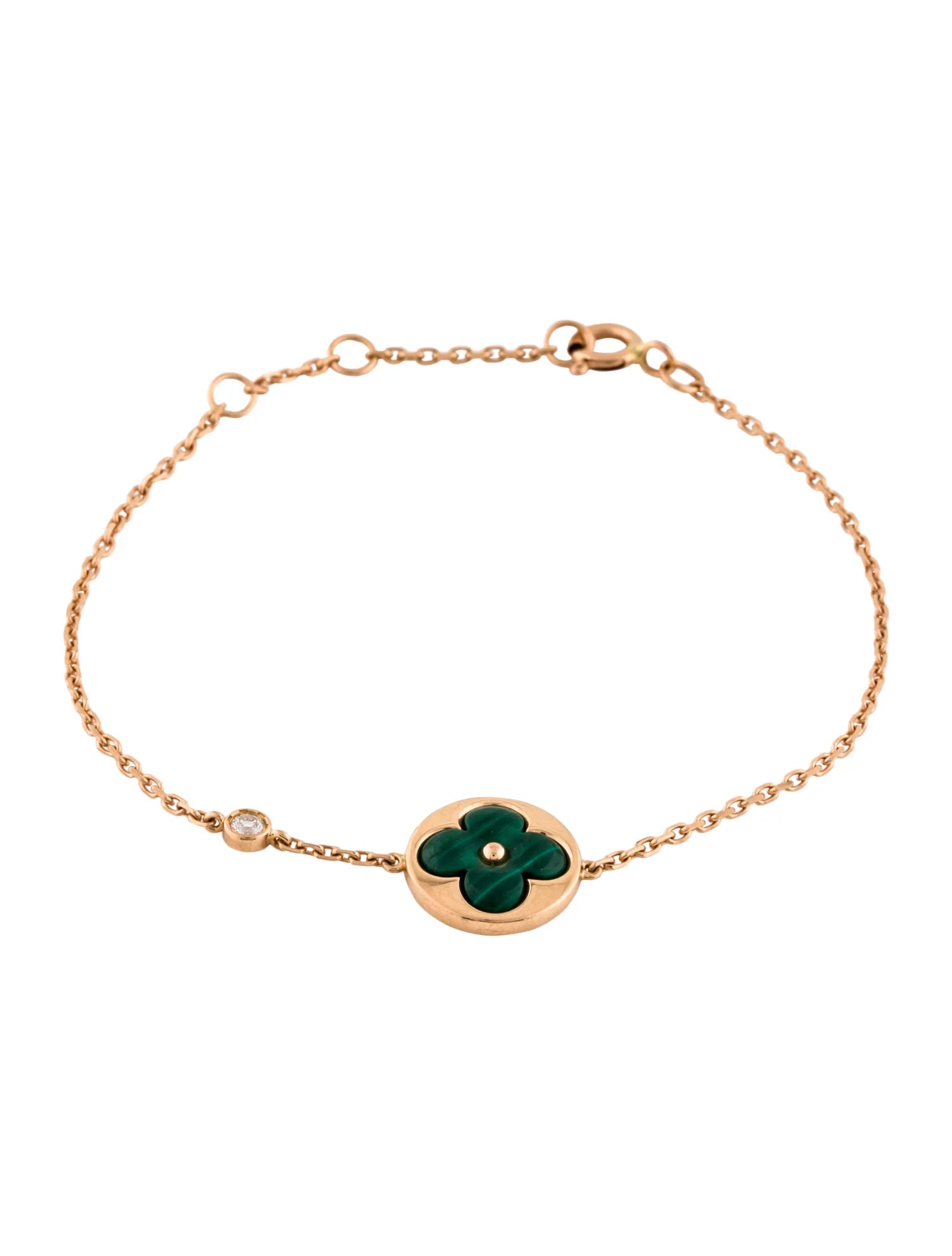 ??Loco?¡¥SUN MALACHITE 1 DIAMOND PINK GOLD BRACELET