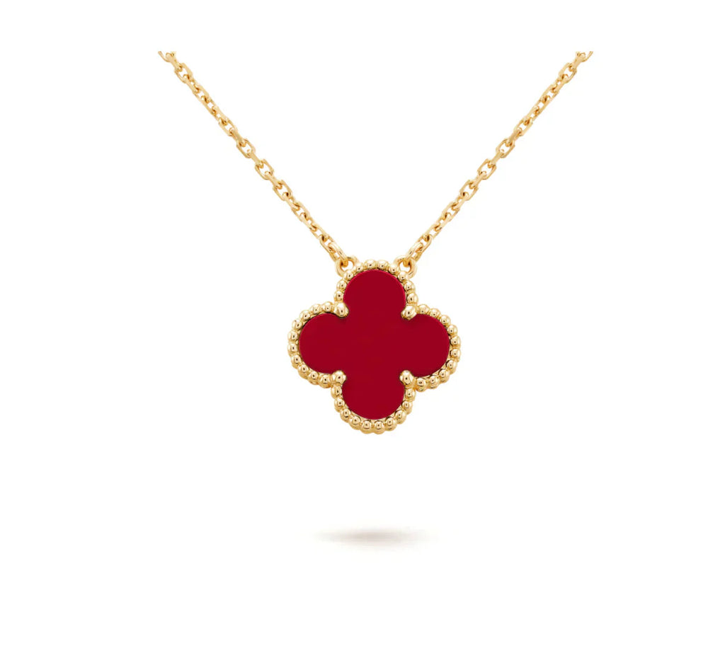 ??Loco?¡¥CLOVER 15MM CARNELIAN SINGLE FLOWER NECKLACE