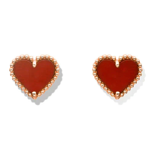 ??Loco?¡¥HEART CARNELIAN STUD EARRINGS