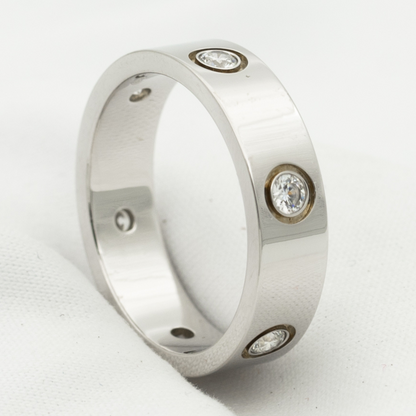 [moco jewelrys] Liebesring 5,5 mm 6 Diamanten Silber