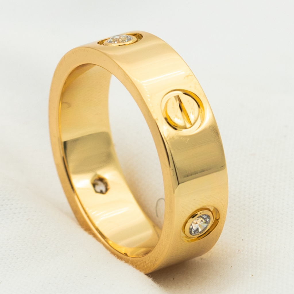 ??Loco?¡¥LOVE RING 5.5MM 3 DIAMONDS PINK GOLD
