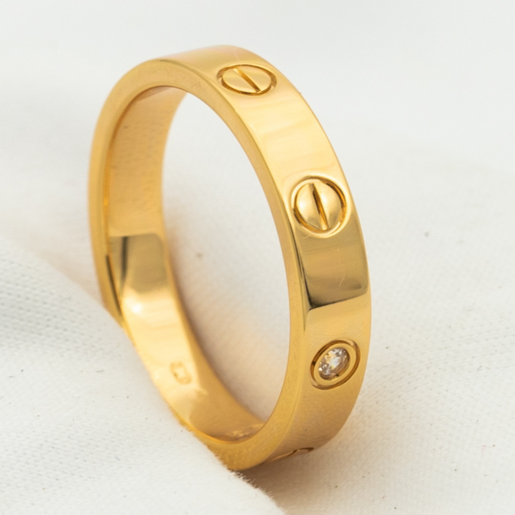 ??Loco?¡¥LOVE RING 4MM 1 DIAMOND PINK GOLD