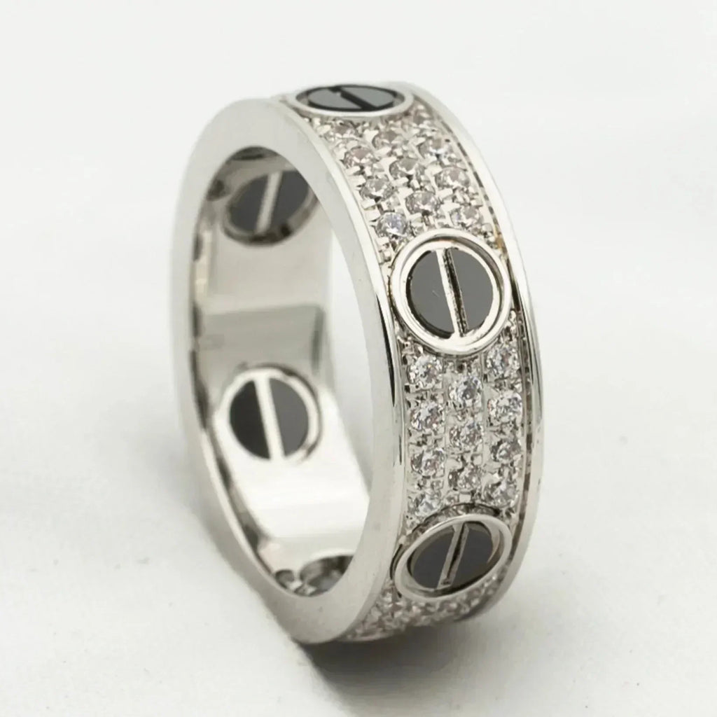 ??Loco?¡¥LOVE RING 5.5MM DIAMONDS PAVED CERAMIC