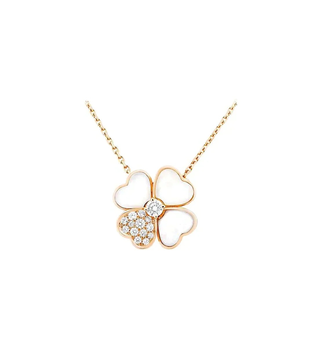 ??Loco?¡¥CLOVER MOP DIAMOND ROSE GOLD NECKLACE