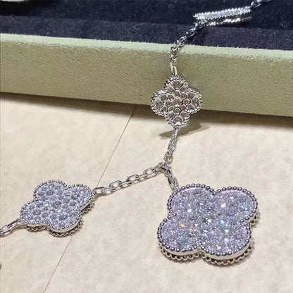 [moco jewelrys]CLOVER 6 MOTIFS SILVER DIAMOND BRACELET