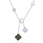??Loco?¡¥CLOVER MOP CHALCEDONY NECKLACE SILVER 6 MOTIF