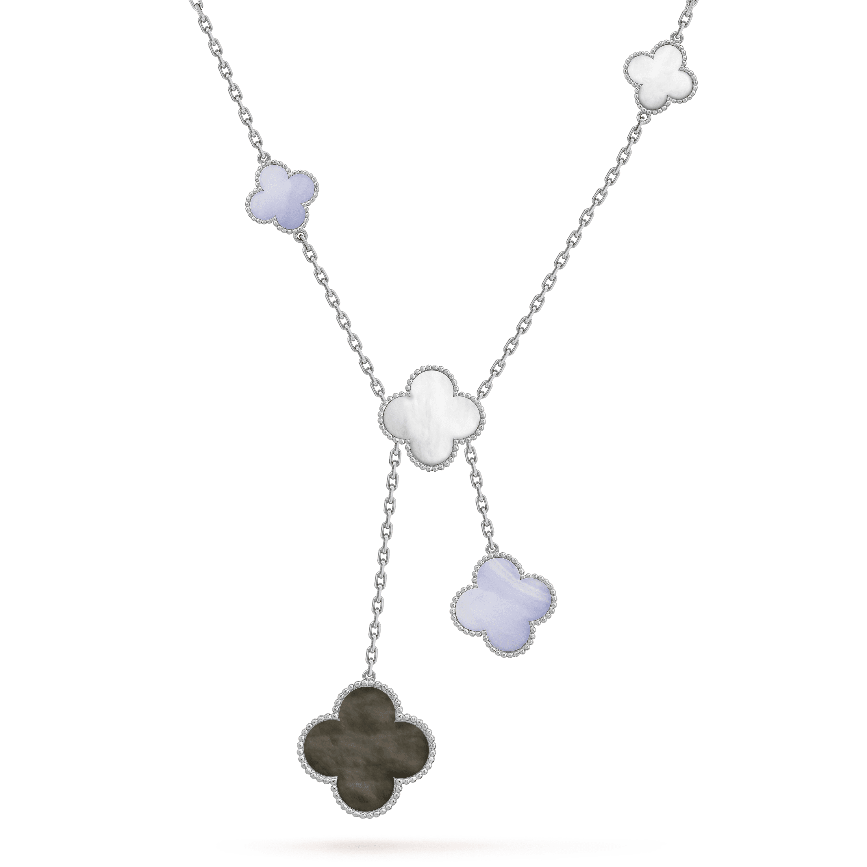??Loco?¡¥CLOVER MOP CHALCEDONY NECKLACE SILVER 6 MOTIF