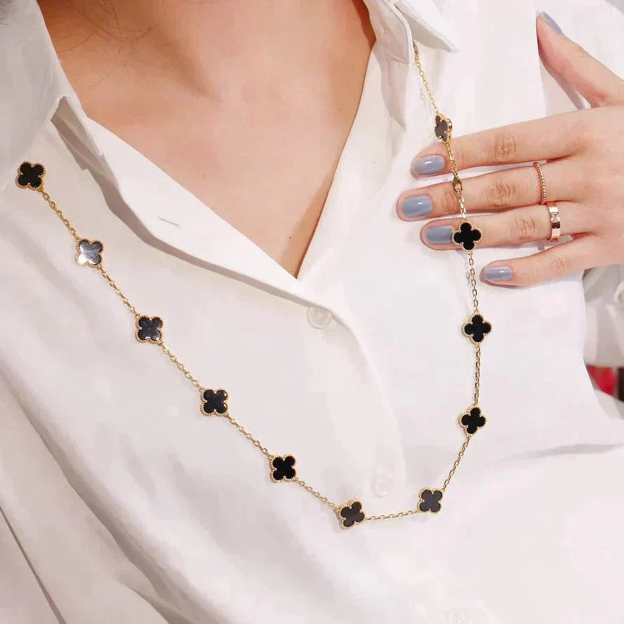 [moco jewelrys]Clover 20 Motive Onyx Halskette