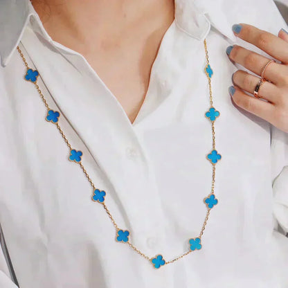 [moco jewelrys] Kleeblatt-Anhänger mit 20 Motiven, Türkis und Gold