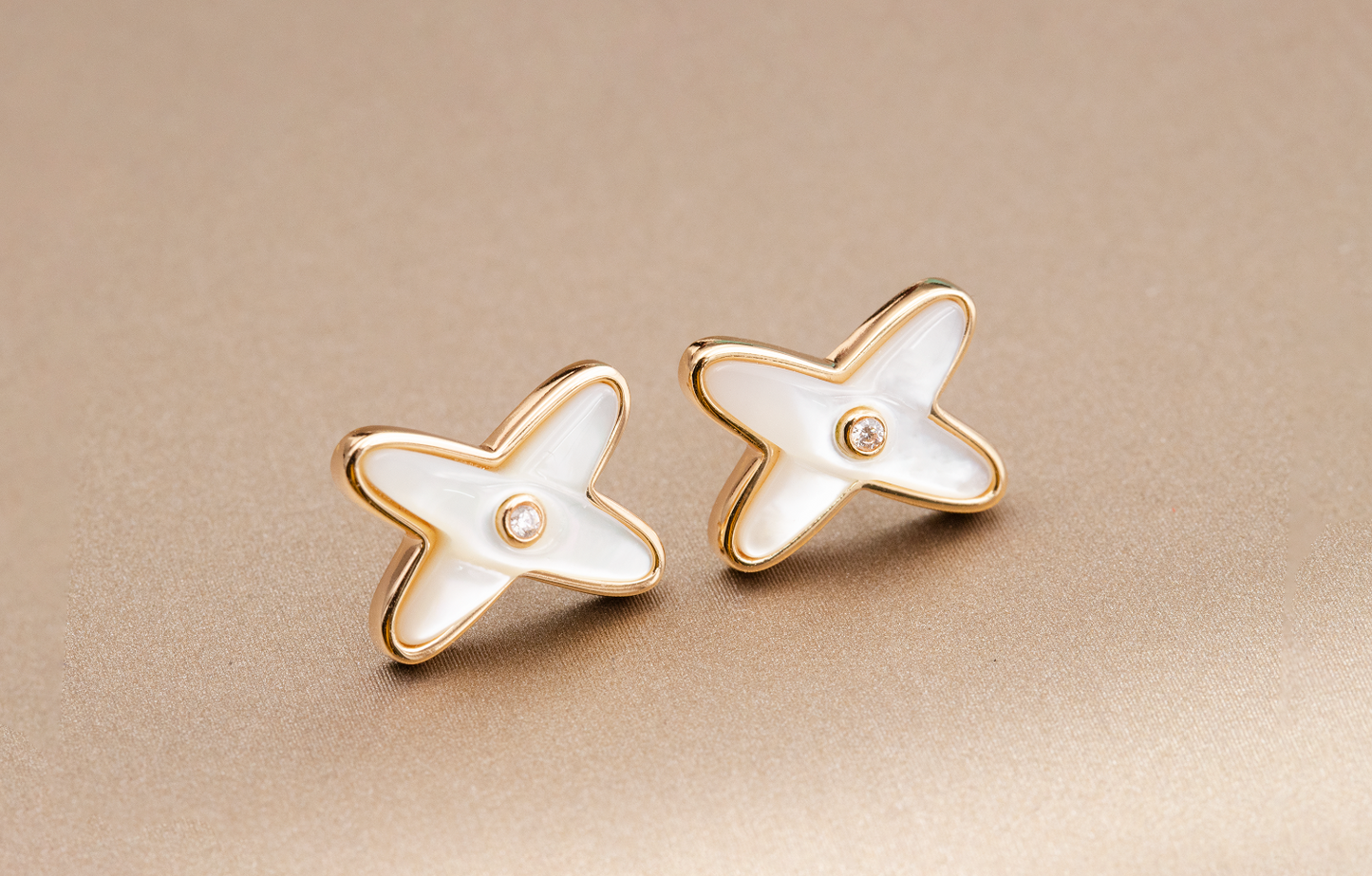 [moco jewelrys]JEUX DE WHITE POP ROSE GOLD DIAMOND EARRINGS