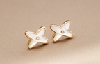 ??Loco?¡¥JEUX DE WHITE MOP PINK GOLD DIAMOND EARRINGS