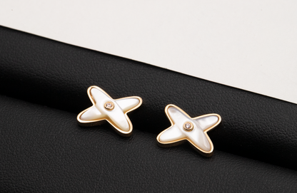 [moco jewelrys]JEUX DE WHITE POP ROSE GOLD DIAMOND EARRINGS