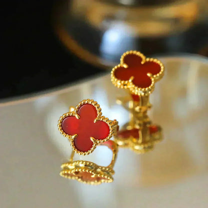 [moco jewellerys]クローバー ミディアム 1モチーフ カーネリアン イヤリング