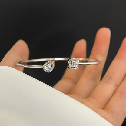 [moco jewelrys]JONC FLEX MY TWIN TOI & MOI SILVER DIAMOND BRACELET