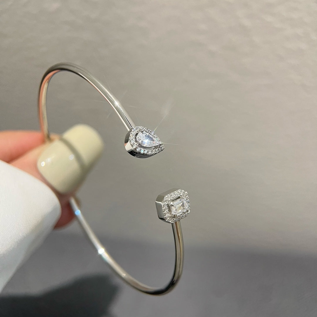 [moco jewelrys]JONC FLEX MY TWIN TOI & MOI SILVER DIAMOND BRACELET