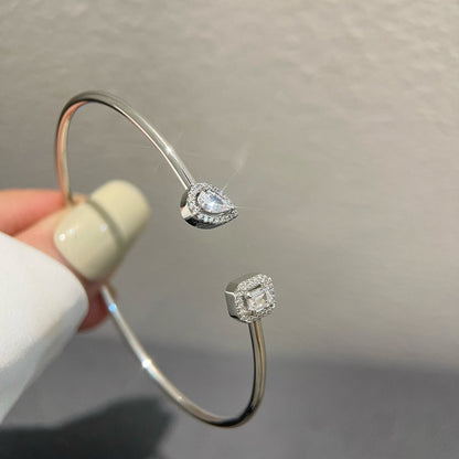 [moco jewelrys]JONC FLEX MY TWIN TOI & MOI SILVER DIAMOND BRACELET