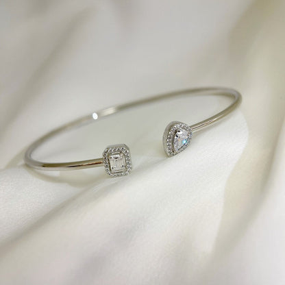 [moco jewelrys]JONC FLEX MY TWIN TOI & MOI SILVER DIAMOND BRACELET