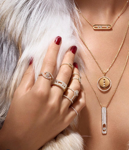 [moco jewelrys]LUCKY MOVE PM NECKLACE PINK GOLD DIAMOND
