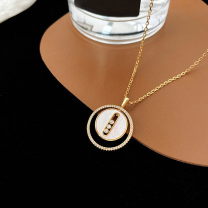 [moco jewelrys]LUCKY MOVE MM NACRE BLANCHE DIAMOND NECKLACE