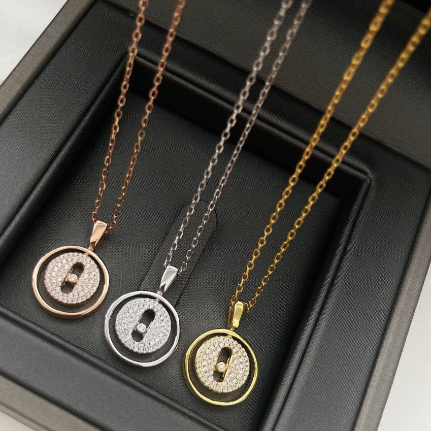 [moco jewelrys]LUCKY MOVER PM PAVED NECKLACE