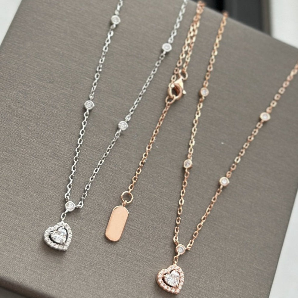 [moco jewelrys]JOY HEART DIAMOND NECKLACE