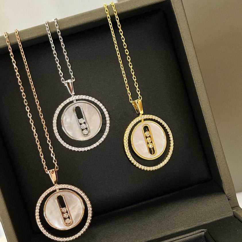 [moco jewelrys]LUCKY MOVE MM NACRE BLANCHE DIAMOND NECKLACE