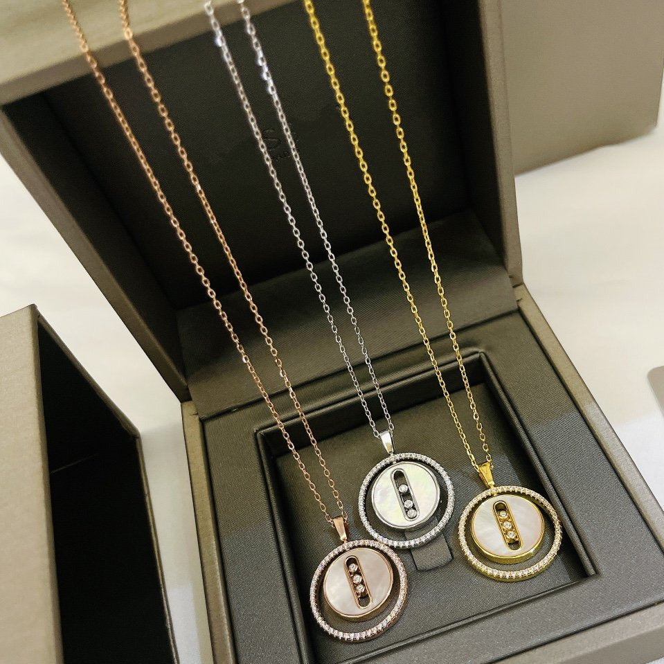 [moco jewelrys]LUCKY MOVE MM NACRE BLANCHE DIAMOND NECKLACE