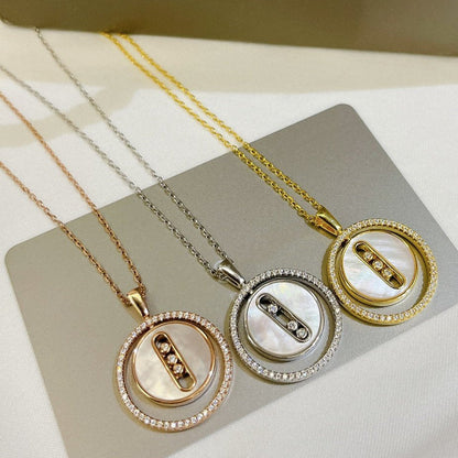 [moco jewelrys]LUCKY MOVE MM NACRE BLANCHE DIAMOND NECKLACE