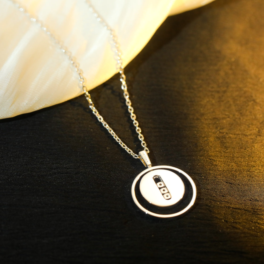[moco jewelrys]LUCKY MOVE MM SILVER DIAMOND NECKLACE