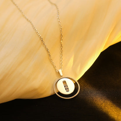 [moco jewelrys]LUCKY MOVE MM SILVER DIAMOND NECKLACE