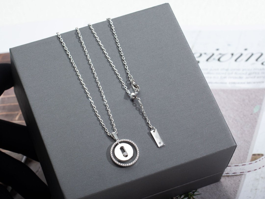 [moco jewelrys]LUCKY MOVE PM NECKLACE SILVER DIAMOND