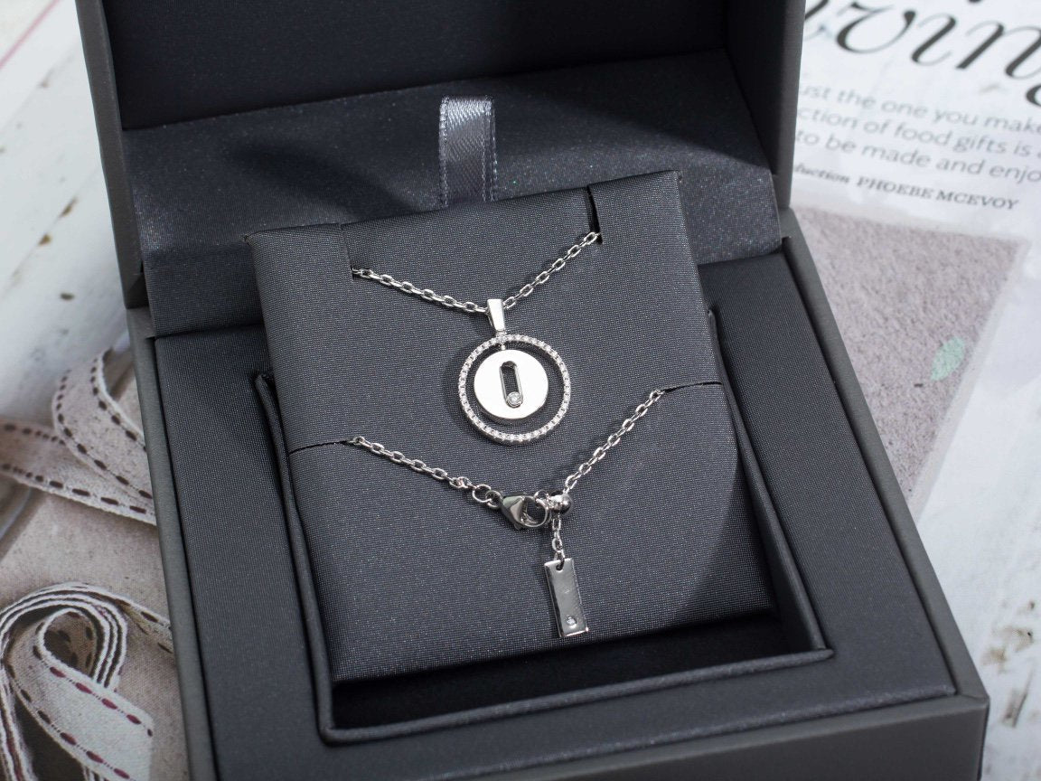 [moco jewelrys]LUCKY MOVE PM NECKLACE SILVER DIAMOND
