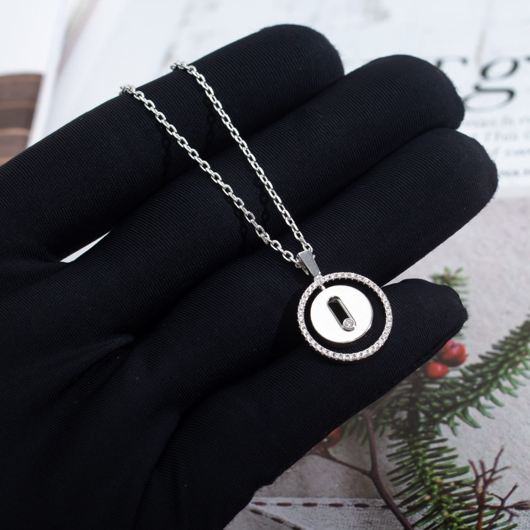 [moco jewelrys]LUCKY MOVE PM NECKLACE SILVER DIAMOND
