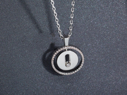 [moco jewelrys]LUCKY MOVE PM NECKLACE SILVER DIAMOND